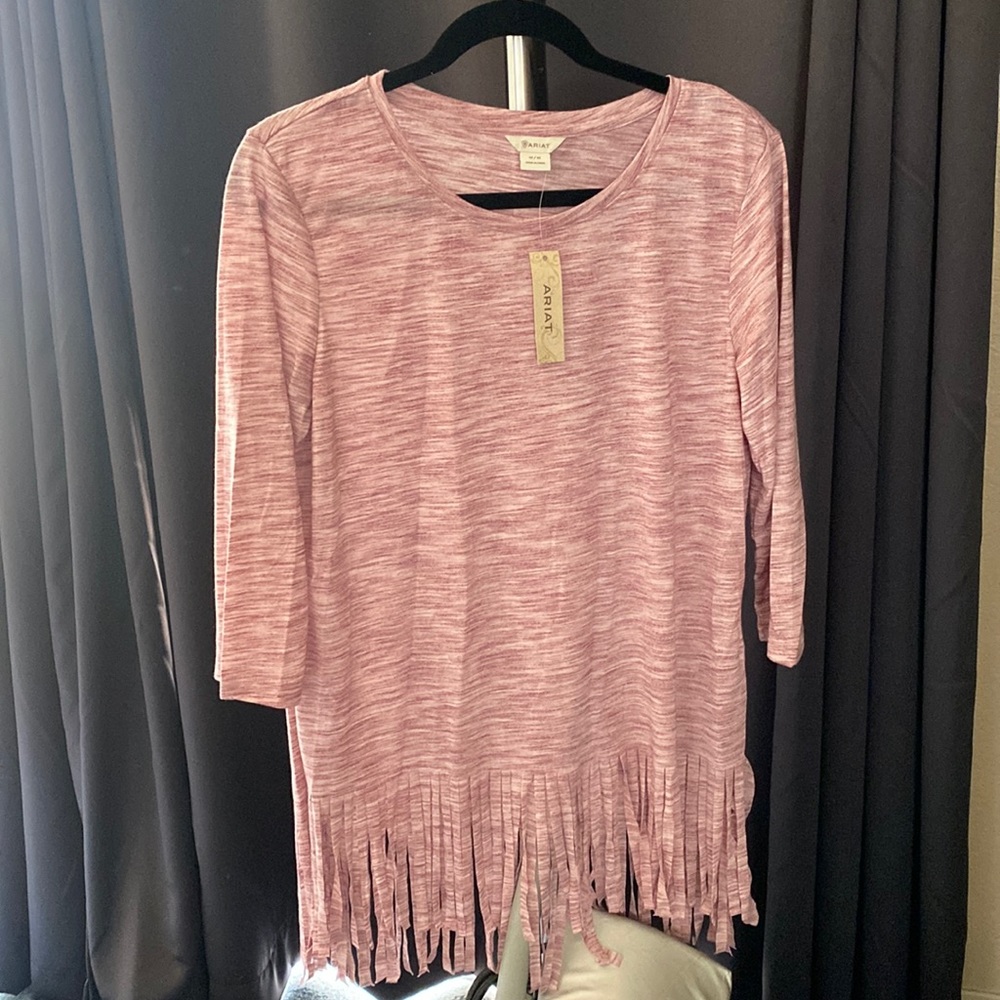 NWT Ariat 3/4 sleeve tee with fringe